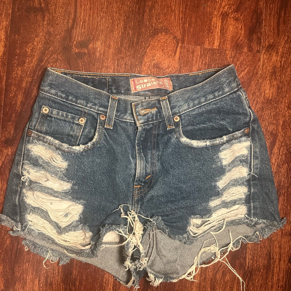 Levi's Blue Distressed Jean Shorts